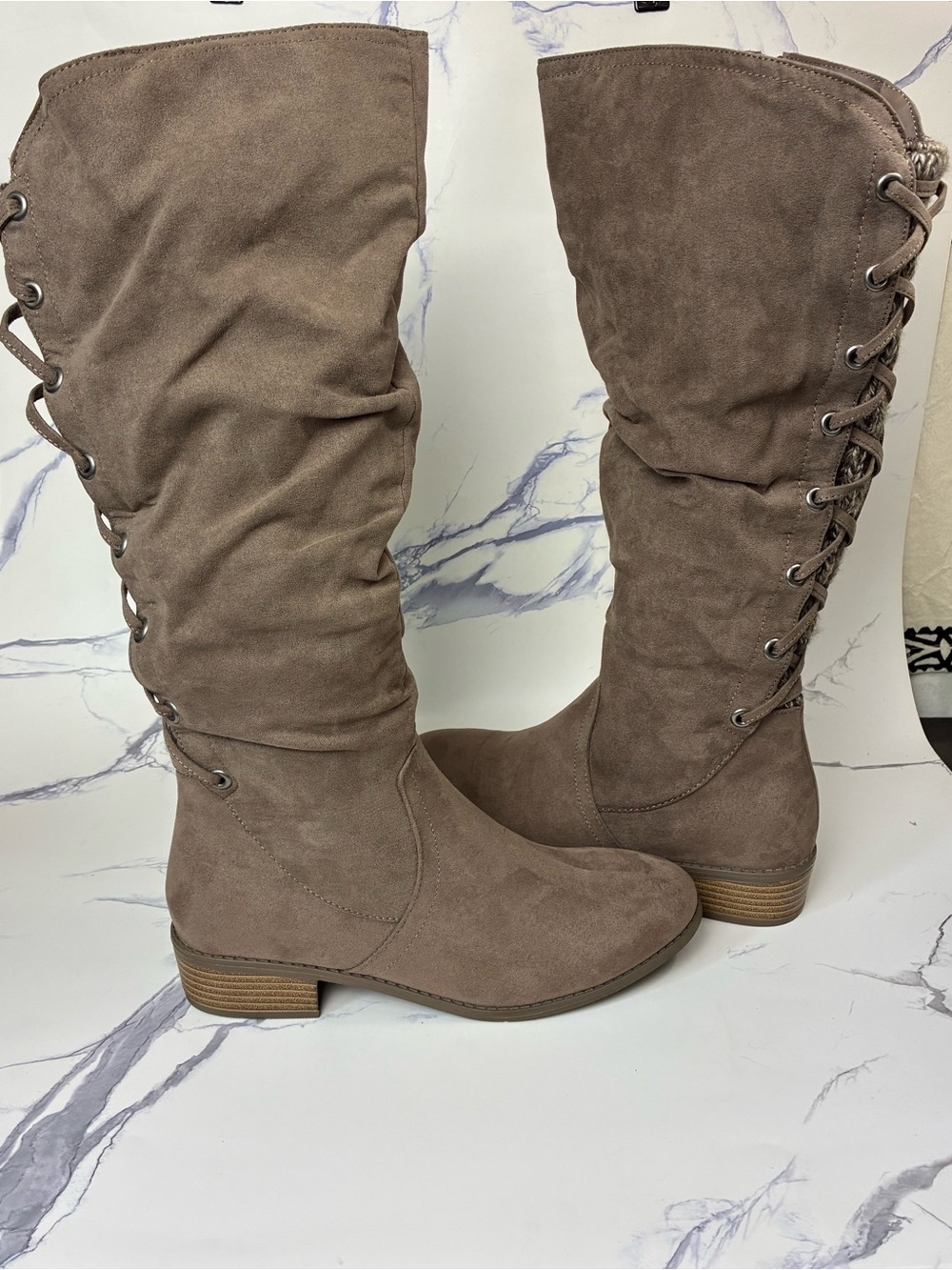 Kohl's Taupe Lace-Up Over-the-Knee Boots